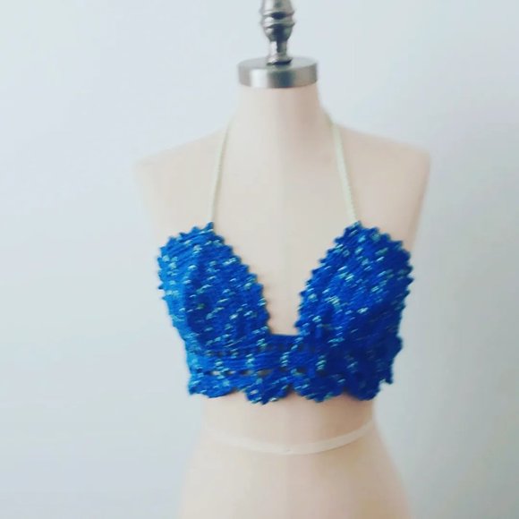 Handmade Crochet Bralette Blue - Picture 1 of 1